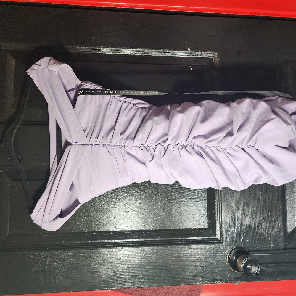 Purple Off-Shoulder Bodycon Mini Dress - Picture 10 of 11